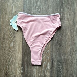 NWT Frankie’s Bikinis VS light pink high rise cheeky  swim bikini bottoms S